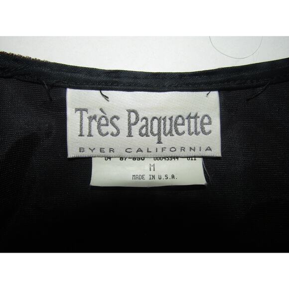 Très Paquette Velvet Blazer Women’s M Black Gold Pocket Watch Print Vintage USA - Picture 4 of 7